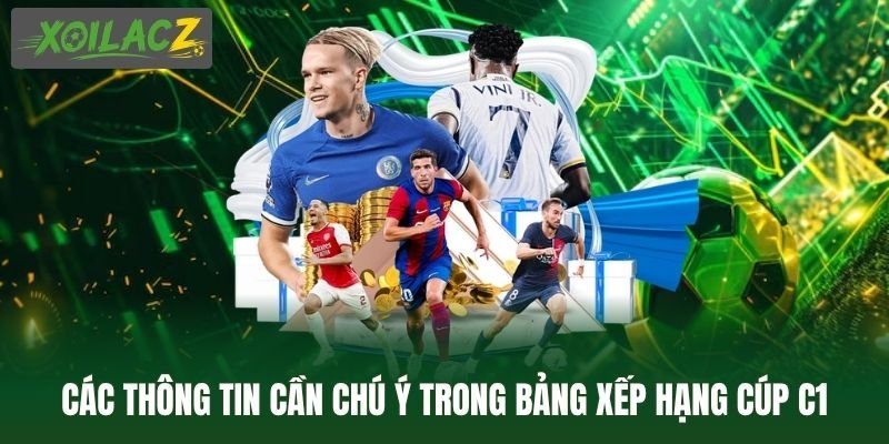 Các thông tin cần chú ý trong bảng xếp hạng Cúp C1
